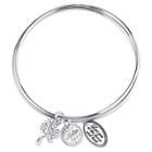 Distributed By Target Silver Plated Mom Bangle 3 Piece Set - Silver