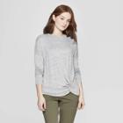 Women's Easy Fit Long Sleeve Banded Collar T-shirt - A New Day Gray