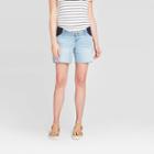 Maternity Inset Panel Boyfriend Jean Shorts - Isabel Maternity By Ingrid & Isabel Light Blue