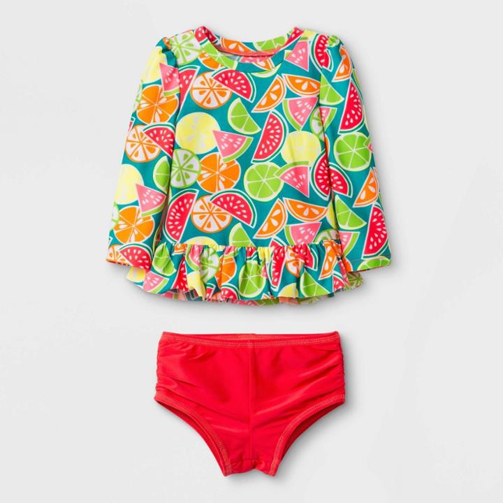 Target Baby Girls' Long Sleeve Rash Guard Set - Yellow