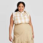 Women's Plus Size Plaid Tank Top - Who What Wear Beige 1x, Women's,