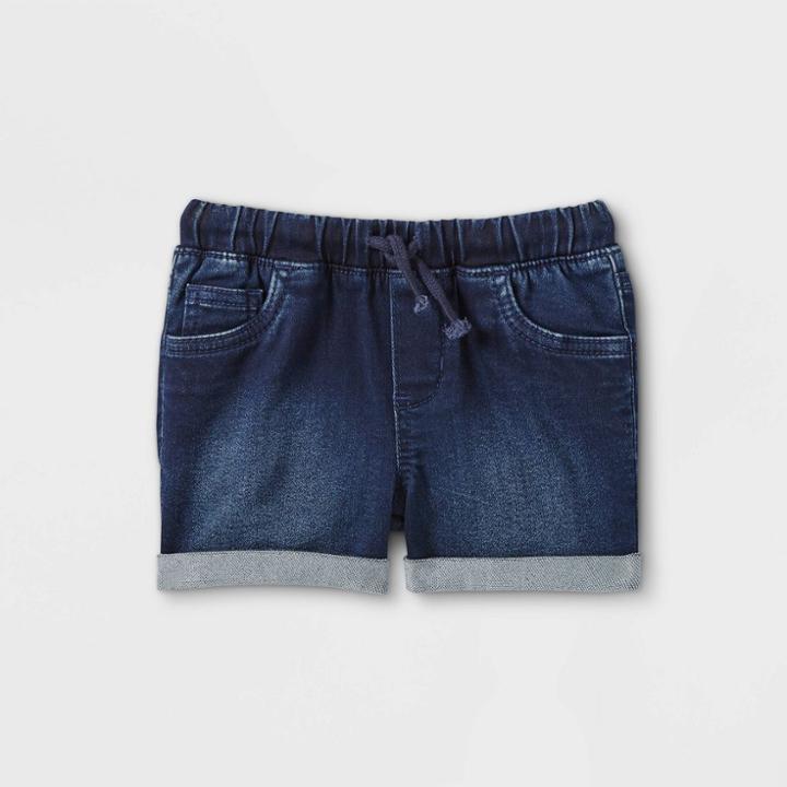 Toddler Girls' Pull-on Jean Shorts - Cat & Jack Dark Blue