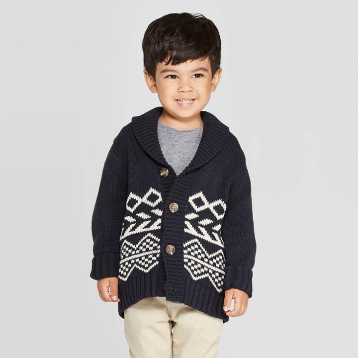 Toddler Boys' Nordic Shawl Cardigan - Cat & Jack Black 2t, Toddler Boy's, Gray