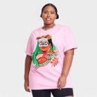 Golden Hour Women's Plus Size Dia Pacheco Sugar Skull Short Sleeve Graphic T-shirt - Pink