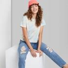 Women's Short Sleeve Boxy Baby T-shirt - Wild Fable Blue Tie-dye