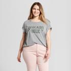 Women's Plus Size Avocado-holic Short Sleeve Crew Neck T-shirt - Modern Lux (juniors') - Heather Gray
