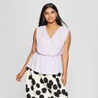 Women's Plus Size Sleeveless Wrap Top - Who What Wear Light Purple