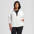 Women's Plus Size Hoodie With Crushed Velvet - Ava & Viv Heather Gray