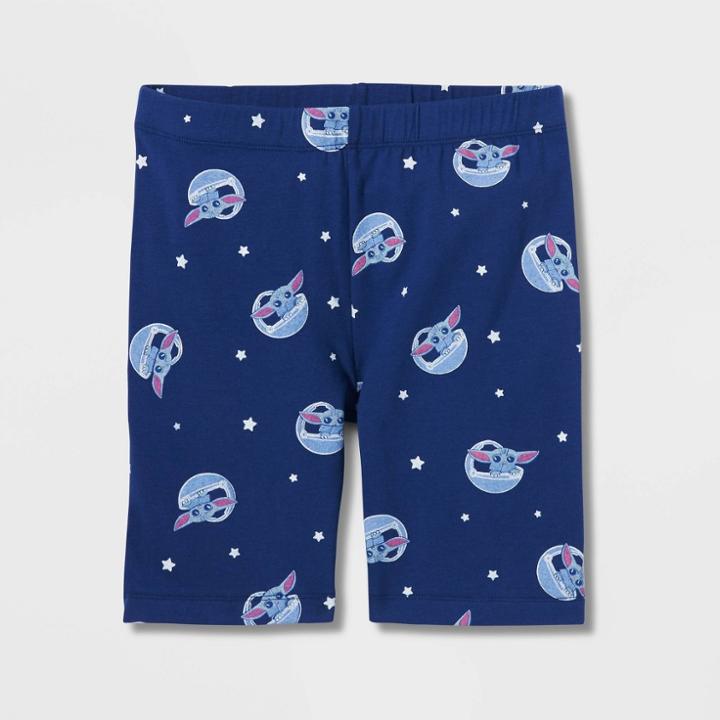 Lucas Girls' Baby Yoda Pull-on Biker Shorts - Blue