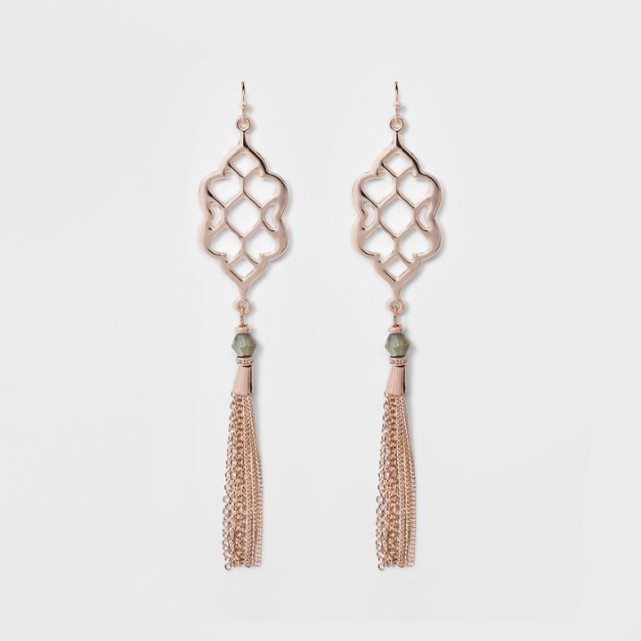 Filigree, Glitzy, And Chain Tassel Earrings - A New Day Rose Gold