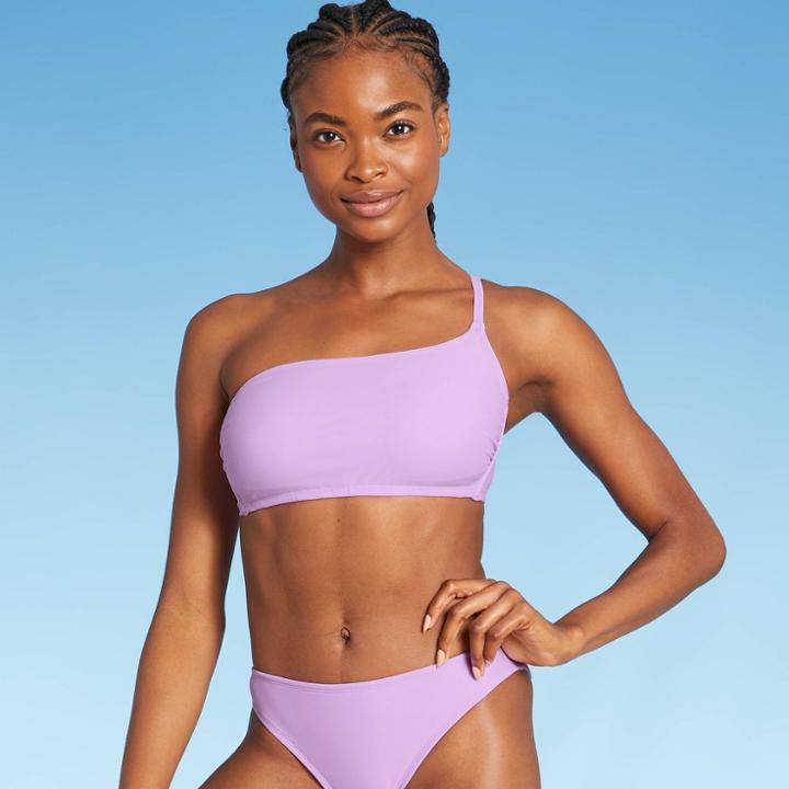 Juniors' One Shoulder Bikini Top - Xhilaration Lavender D/dd Cup, Purple