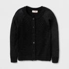 Toddler Girls' Texture Stitch Front Panel Cardigan - Cat & Jack Black