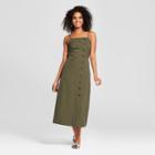 Women's Sleeveless Button-down Midi Slip Dress - Who What Wear Olive (green)