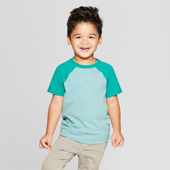 Toddler Boys' Raglan Short Sleeve T-shirt - Cat & Jack Green