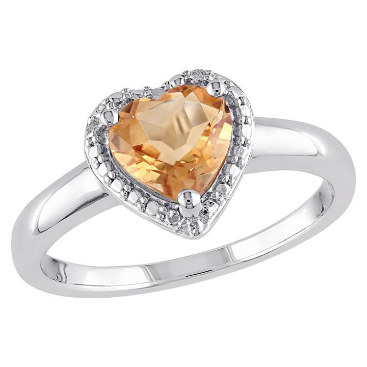 Allura 1 1/7 Ct. T.w. Heart Shaped Citrine Ring In Sterling Silver
