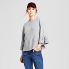 Target Women's Tie Bell Sleeve Pullover Sweater - Clich Gray
