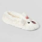 No Brand Women's Llama Faux Fur Pull-on Slipper Socks With Grippers - White