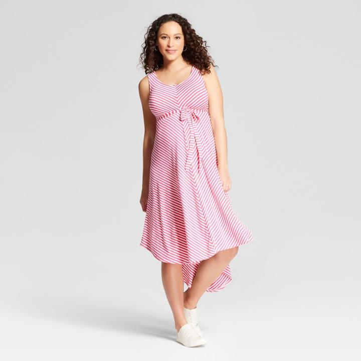 Maternity Sleeveless Bias Mini Stripe Dress - Isabel Maternity By Ingrid & Isabel Pink/cream (pink/ivory) Xs, Infant Girl's