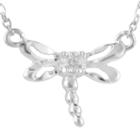 Journee Collection 1/10 Ct. T.w. Round-cut Cubic Zirconia Pave-set Dragonfly Necklace In Sterling Silver -