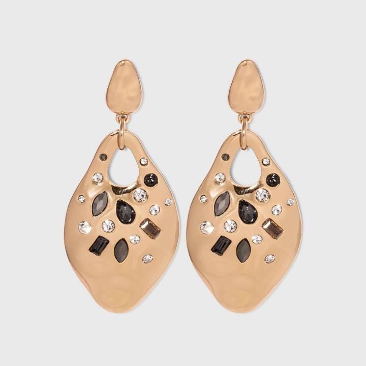Organic Metal Black Diamond Drop Earrings - A New Day Gold