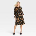 Women's Balloon Long Sleeve Dress - Who What Wear Brown Leopard Print