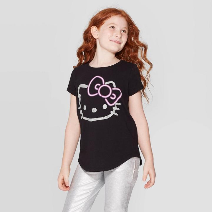 Petitegirls' Hello Kitty Short Sleeve T-shirt - Black