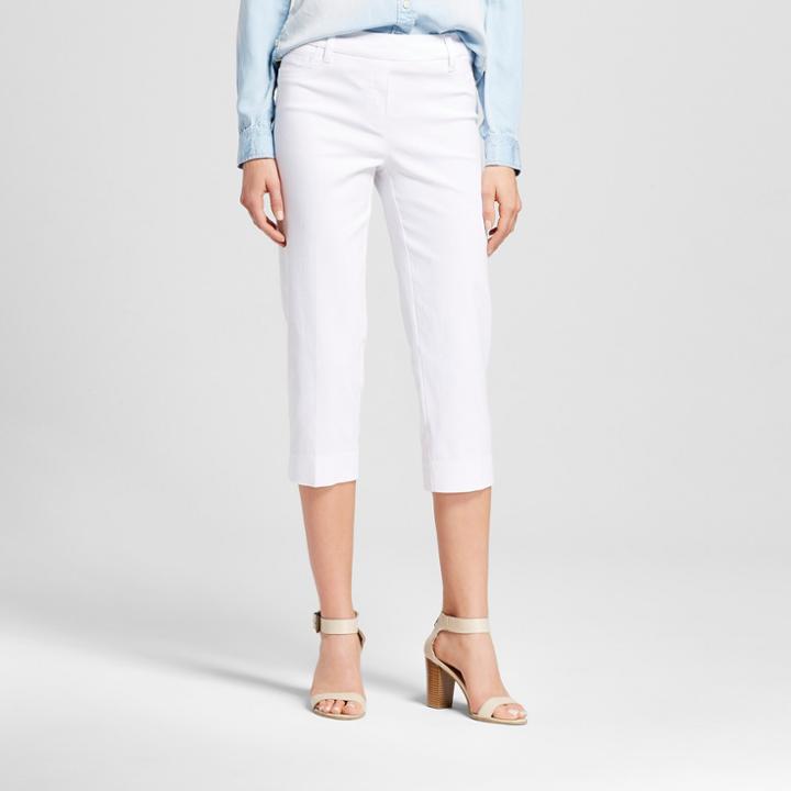 Women's Pull-on Cropped Pants With Tummy Control Waist - Zac & Rachel - White
