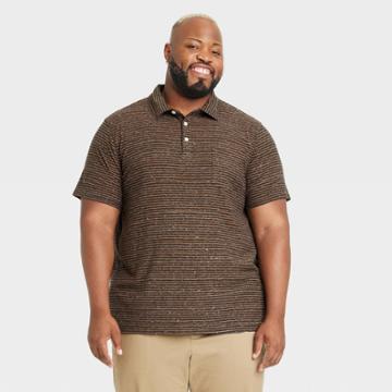 Men's Big & Tall Pinstripe Short Sleeve Must Have Polo Shirt - Goodfellow & Co Black