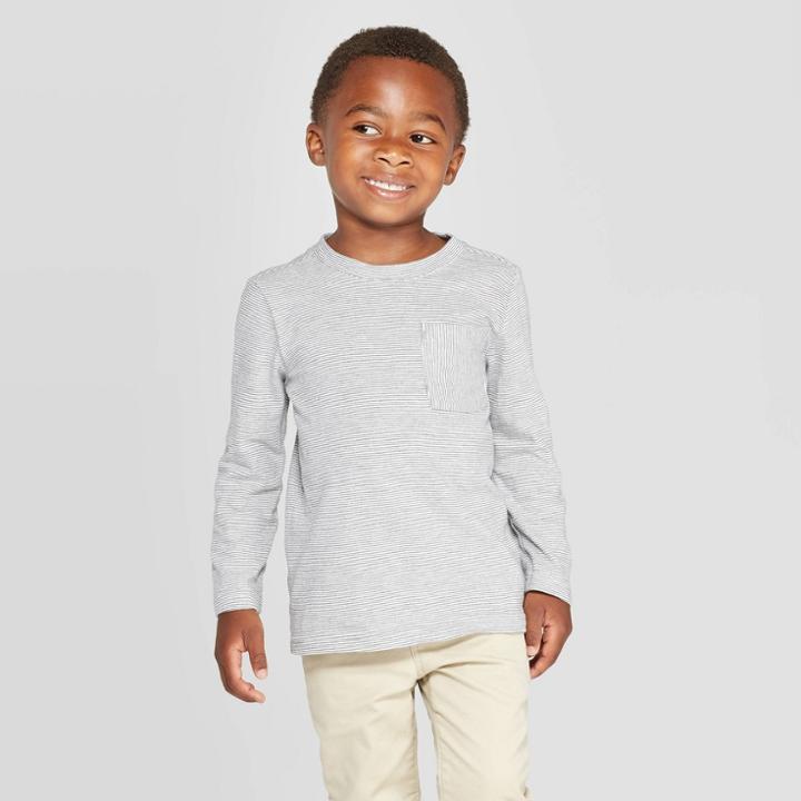 Toddler Boys' Long Sleeve T-shirt - Cat & Jack Navy 12m, Toddler Boy's, Blue