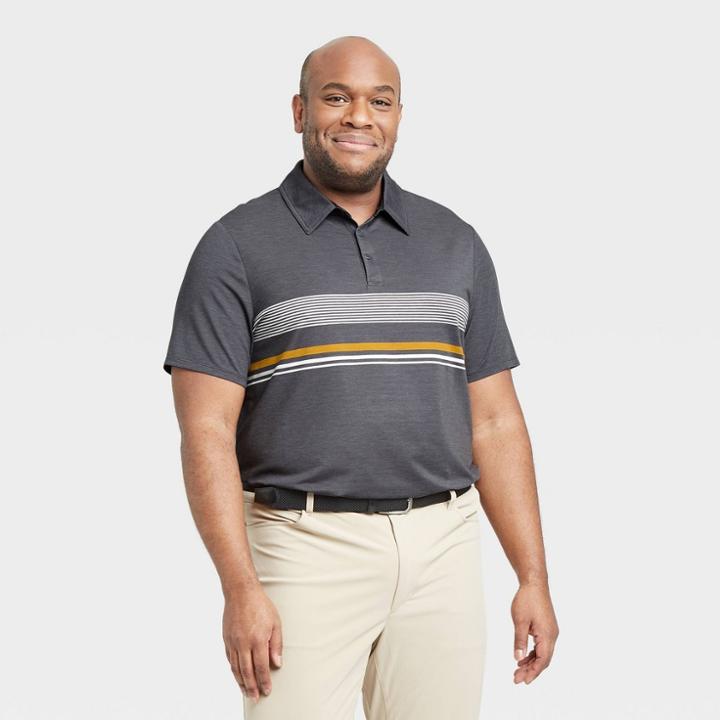 Men's Chest Stripe Golf Polo Shirt - All In Motion Gray Heather