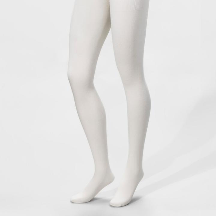 Women's Solid Cotton Blend Fleece Lined Full Tight - A New Day Ivory