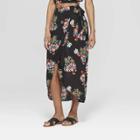 Women's Floral Print Wrap Maxi Skirt - Xhilaration Black