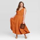 Women's Plus Size Sleeveless Tiered Dress - Universal Thread Brown