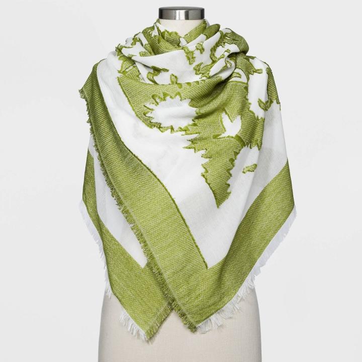 Women's Floral Jacquard Square Bandana - Universal Thread Green, Women's,