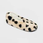 No Brand Women's Cheetah Print Faux Fur Cozy Pull-on Slipper Socks - Tan