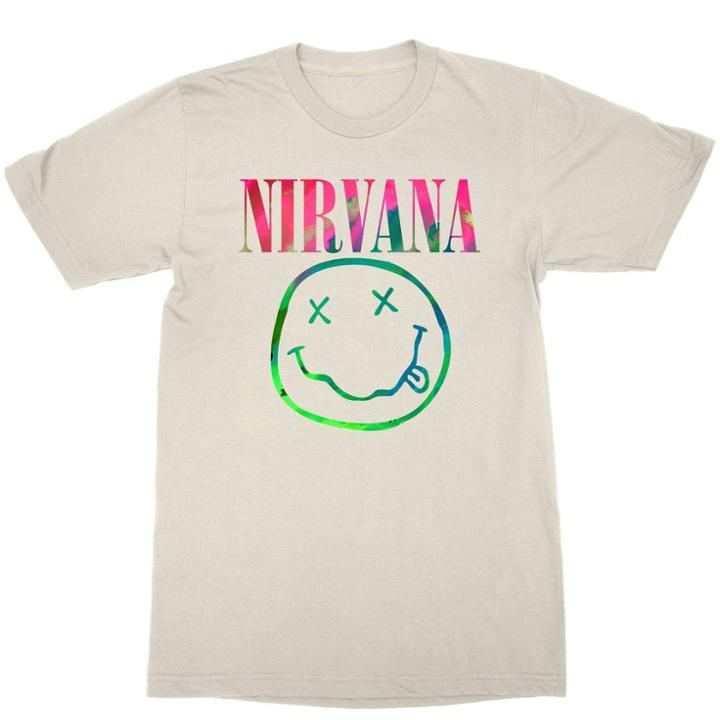 Merch Traffic Women's Plus Size Nirvana Logo Short Sleeve Graphic T-shirt - Ecru