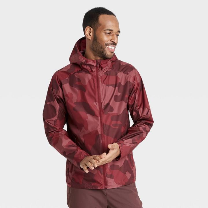 Men's Big & Tall Camo Print Windbreaker Jacket - All In Motion Red Xxxl