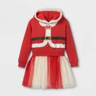 Well Worn Girls' Santa Tulle Sweater Dress - Red