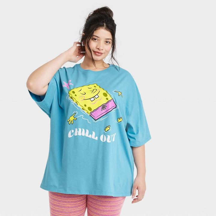 Women's Nickelodeon Plus Size Spongebob Chill Short Sleeve Graphic T-shirt -