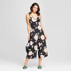 Women's Floral Print Jumpsuit - Love @ First Sight (juniors') Black