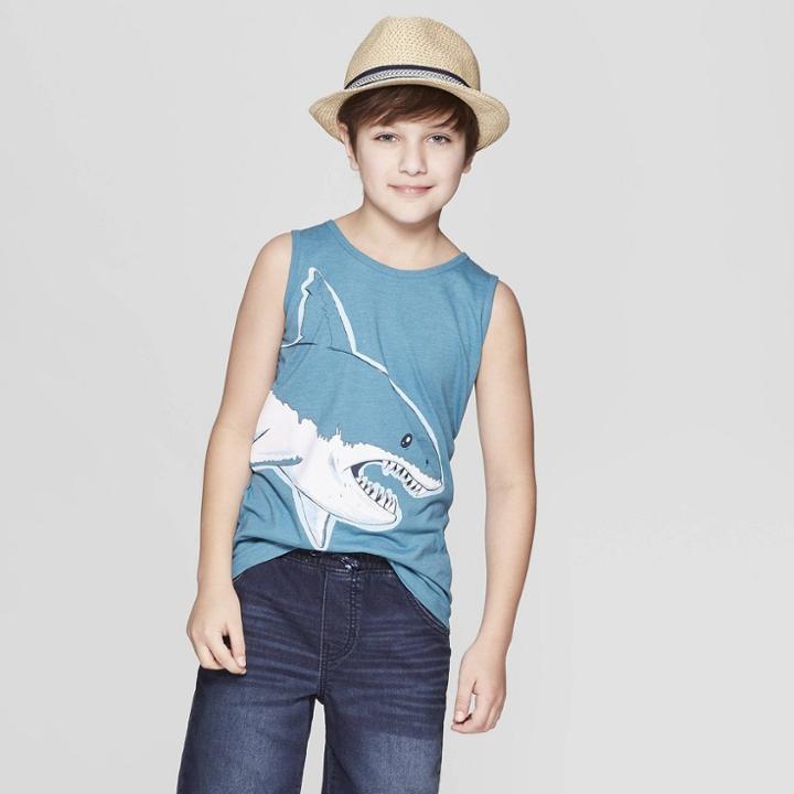 Boys' Shark Graphic Tank Top - Cat & Jack Blue