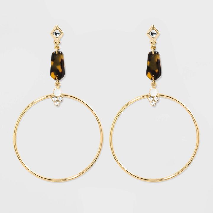 Crystal Hoop Earrings - A New Day Brown, Women's, Gold