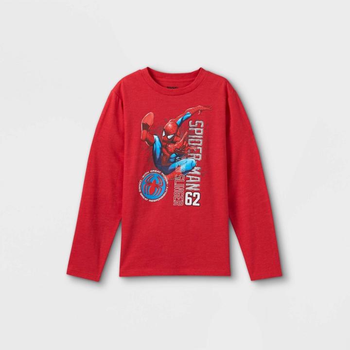 Kids' Spider-man Swing Long Sleeve Graphic T-shirt - Red