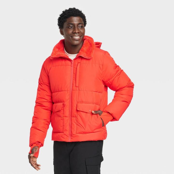Men's Heavy Puffer Jacket - All In Motion Orange