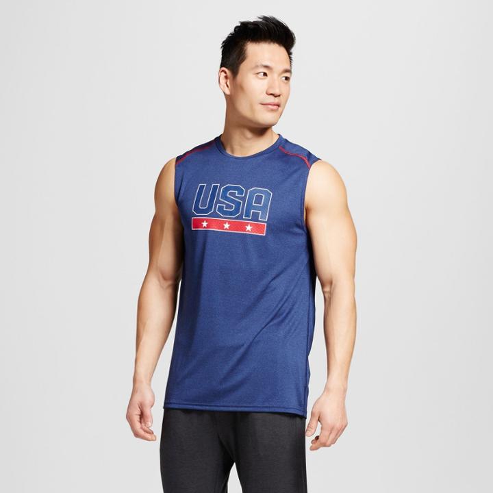 Men's Usa Graphic Tank Top - C9 Champion Heather Blue