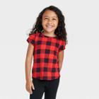 Toddler Girls' Short Sleeve Buffalo Check Shirt - Cat & Jack Red