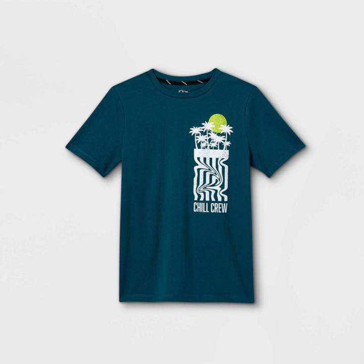 Boys' 'chill Crew' Graphic Short Sleeve T-shirt - Art Class Teal
