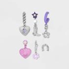Western Charmed Drop Earring Set 6pc - Wild Fable , Grey/nickel/pink