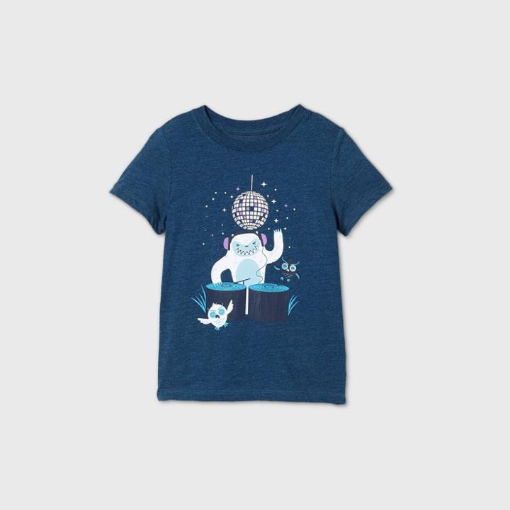 Toddler Boys' Dj Yeti Graphic Short Sleeve T-shirt - Cat & Jack Dark Blue