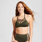 Mossimo Women's Strappy Front Halter Bikini Top - Olive (green) -